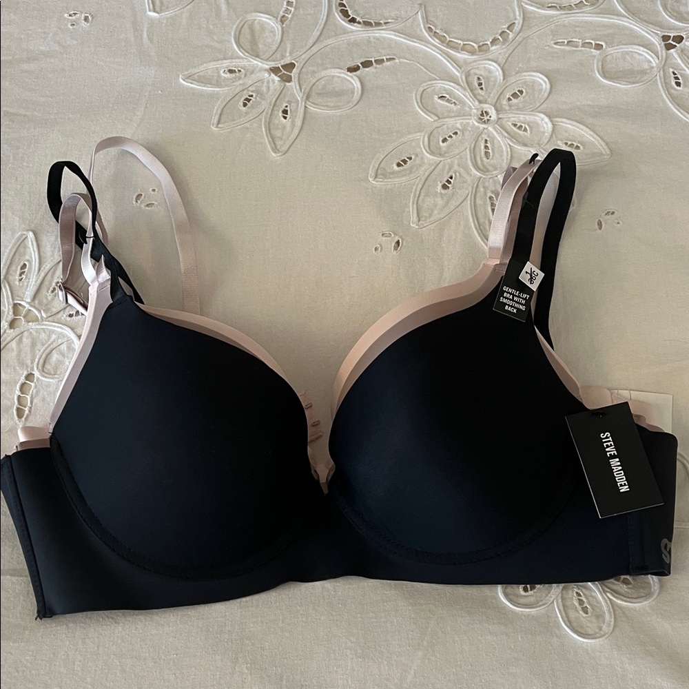 Steve Madden Black and Pink Contrast Bra